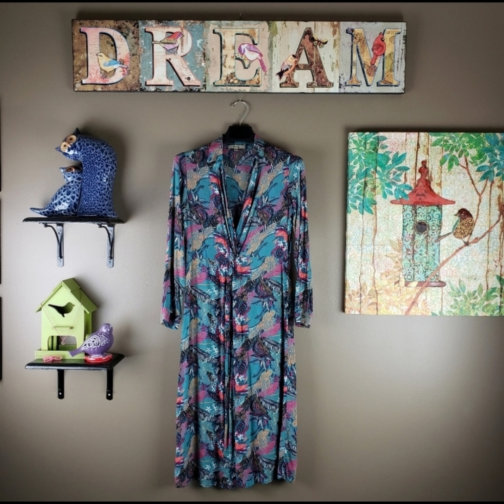 Anthropologie Tennis paisley floral partial wrap Dress XS